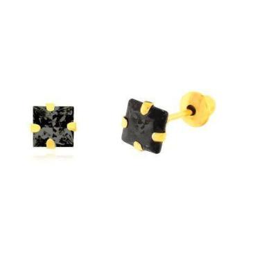 Imagem de Brinco de ouro 18k Carre 6X6 onix - Elegancy Joias
