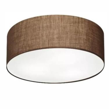 Imagem de Plafon Cilíndrico Md-3019 Cúpula em Tecido 80x15cm Café - Bivolt - Viv