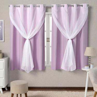 Imagem de Cortina Blackout de PVC com Voil 2,80m x 1,60m Lilas para Varão Simple