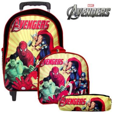 Imagem de Kit Mochila Infantil G Rodinha Menino Vingadores Toys 2U