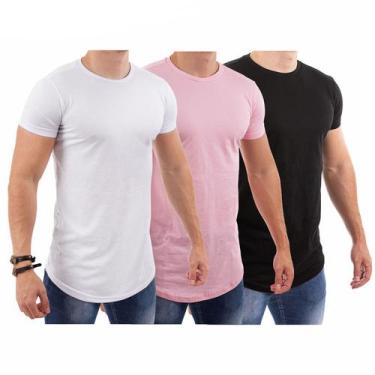 Imagem de kit 3 Camisetas  Blusas Camisas  Masculina Long Line Oversized Swag To