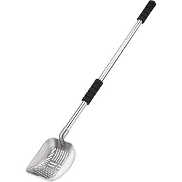 Imagem de Brask Pet Colher de areia para gatos – Peneira e colher de tamanho grande 2 em 1 – Colher de caixa de areia de cabo longo – Metal de alumínio com alça macia (81 cm)
