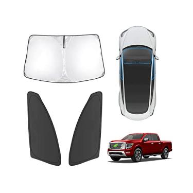 Imagem de Karltys Para-sol para Nissan Titan 2016-2023 2024 Para-brisa Para-brisa Dobrável Frontal Tampa de Janela Lateral Dupla Camada 210T Protetor Solar Carro Visor Protetor Protetor de Calor UV Acessórios 3