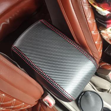 Imagem de ruihe Capa de caixa de apoio de braço de carro PU cor de fibra de carbono protetor de console central capas resistentes a arranhões adequadas para Ford Focus ST Electric S SE SEL 2012 2013 2014