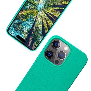 Imagem de eplanita Capa de celular ecológica compatível com iPhone 15 Pro, fibra vegetal, capa de proteção contra quedas, durável e sustentável (para iPhone 15 Pro, menta)