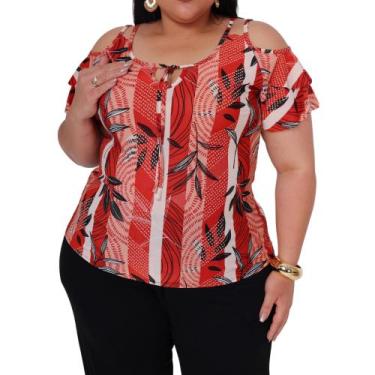 Imagem de Kit 5 Blusas Feminina Senhoras Liganete Malha Fria Estampadas. - PMQ