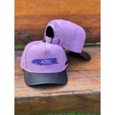 Imagem de Boné Aztec Strapback Pichado Suede Aba Couro Lilás