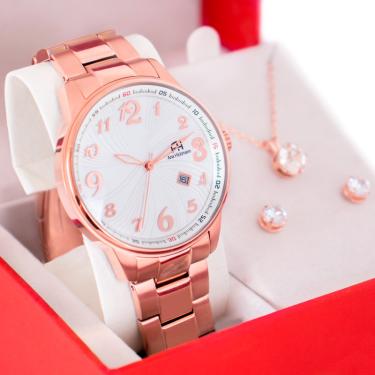 Imagem de Kit Relógio Feminino Champion Ana Hickmann Analógico Rosé AH28651Z A Prova D'Água