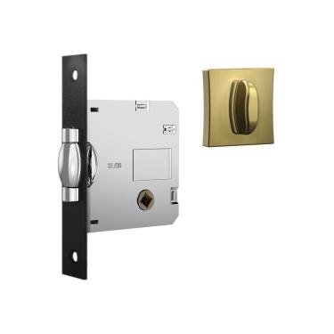 Imagem de Fechadura Stam 1025 Pivotante P/ Banheiro Quadrada Gold