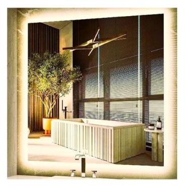 Imagem de Espelho lapidado bisotê Iluminado com LED quente - 90x90cm - Woodglass