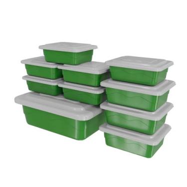 Imagem de Kit 10 Potes 3 Tamanhos, 6 Cores, Cozinha Saladeira Pote Marmitas - Ta