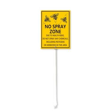 Imagem de Ymaotrade Sem zona de pulverização – Devido a riscos à saúde, não pulverize quaisquer produtos químicos, incluindo pesticidas ou herbicidas nesta área, placa de sinalização e estaca, placa de alumínio