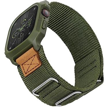 Imagem de SUNFWR Pulseira masculina de nylon resistente para Apple Watch Ultra 3 e 2 e 1 de 49 mm, 46 mm, 45 mm, 44 mm e 42 mm, pulseira tática militar de velcro para iWatch séries 11/10/9/8/7/6/5/4/3/2/1/SE