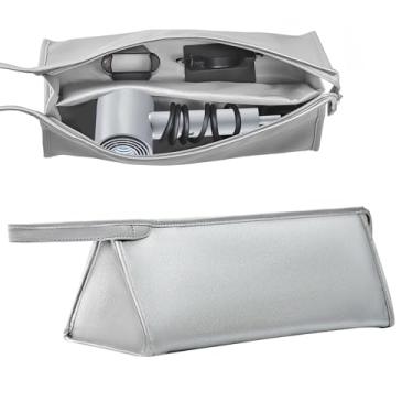 Imagem de BangBoom Estojo de viagem para secador de cabelo PU, bolsa de couro impermeável com compartimento e laço, bolsa portátil para ferramentas de cabelo para armazenamento, alisador de chapinha flexível e