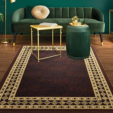 Imagem de Antep Rugs Tapetes internos Alfombras com bordas modernas 3x5 antiderrapantes (antiderrapante) de baixo perfil de borracha com forro (marrom bege, 91 x 1,6 m)