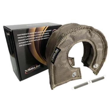 Imagem de Xinhan Parts T25 T3 T4 T6 Protetor de calor turbo de fibra de titânio interno de alta sílica e forro interno de malha de arame de malha de aço inoxidável com 2 fixadores de molas (T6)