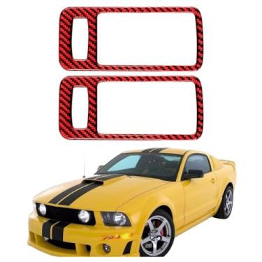 Imagem de IKUESM compatível com Ford Mustang GT 2005-2009 S197 Acessórios de fibra de carbono interior da maçaneta da porta do carro adesivo decalque guarnição da tampa da moldura decoração(RED)