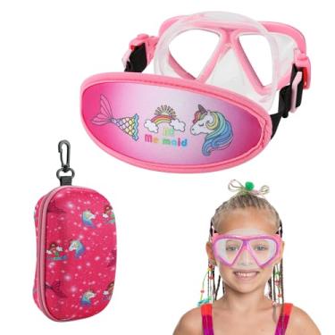 Imagem de RUIGAO Óculos de Natação Infantil 4-7, Máscara de Natação Infantil com Alça de Tecido, Unicórnio Rosa e Sereia para Natação
