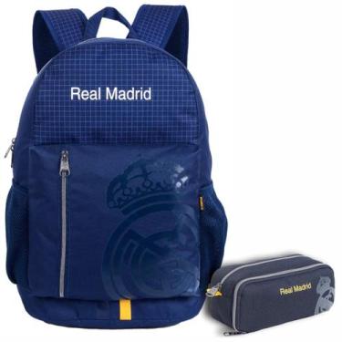 Imagem de Kit Escolar Mochila Azul Estojo Real Madrid Xeryus Original