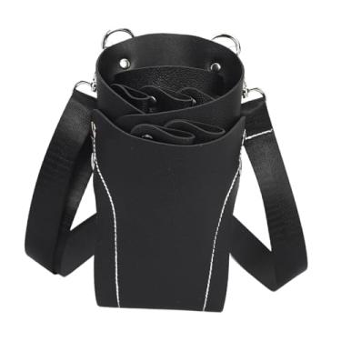 Imagem de harayaa Saco de ferramentas de cabeleireiro, bolsa de ferramentas de cabeleireiro, pente de salão de cintura de couro PU e suporte de tesoura para barbeiro, Preto