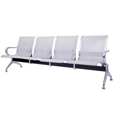 Imagem de Cadeira Longarina Cromada 4 Lugares - Atacadeiras