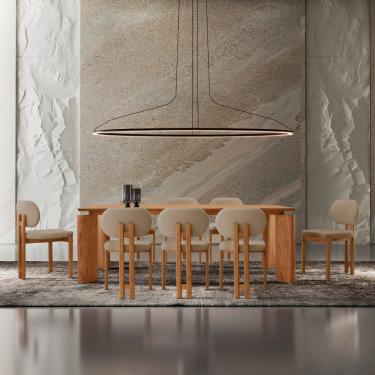 Imagem de Conjunto Mesa de Jantar Nala 220cm Madeira Tampo Laminado com 8 Cadeiras