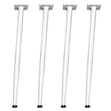 Imagem de TIECHUINIUB Pernas de móveis 4 * mesa de metal ajustável, pés de pernas de móveis, pé de suporte de pernas de barra de café da manhã de metal, armário de café, suporte de TV - branco||45 cm