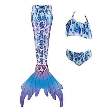 Imagem de LVTFCO Fantasia de fantasia de sereia para cosplay, conjunto adulto de sereia com cauda de peixe, vestido de princesa, azul - G
