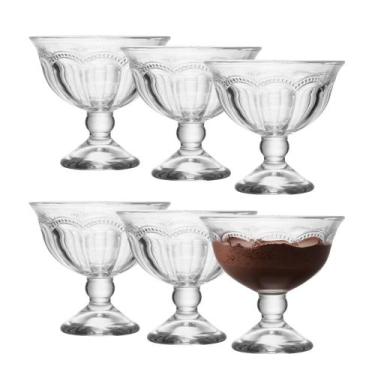 Imagem de Jogo de Sobremesa 6 Taças de Vidro Transparente Belle Epoque Sorvete 1