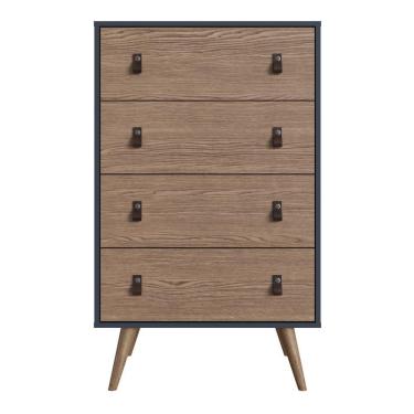 Imagem de Comoda Amber 4 Gavetas Azul Petroleo / Ebano Fosco