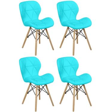 Imagem de Kit 04 Cadeiras Charles Eames Eiffel Slim Wood Estofada - Tiffany