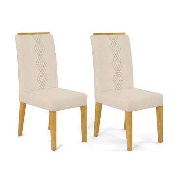 Imagem de Cadeira Sala de Jantar Yasmin Kit 2 un Cedro/Linho Neve Bege - DJ Móveis