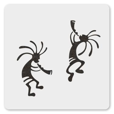 Imagem de MAGJUCHE Estêncil tribal Kokopelli de 30,5 cm, estêncil reutilizável para pintura, artesanato, decoração