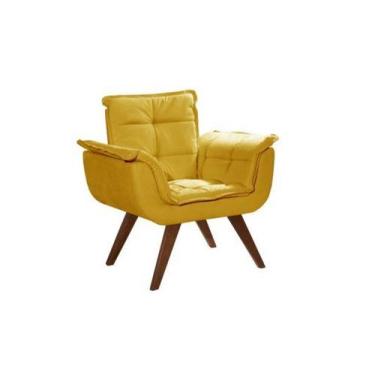 Imagem de Poltrona Opalla Suede Pés Palito My House Decor Amarela