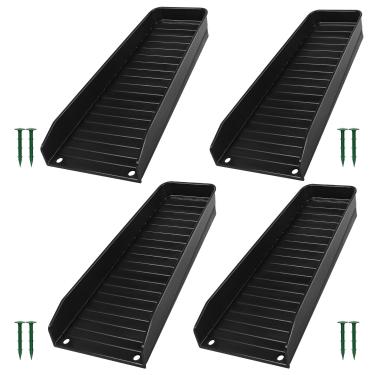 Imagem de Somcthao Pacote com 4 calhas de chuva bloco de respingos - extensão de calha fixável de 40,6 cm para drenagem de água da chuva, design de escada descendente com 8 pregos fixos de PP (preto)
