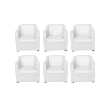 Imagem de Kit 6 Poltronas Bia Decorativa Reforçada Recepção Clinica Salão Sala De Estar Courino