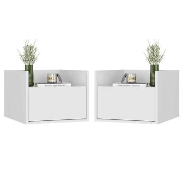 Imagem de Kit Com 2 Mesas De Cabeceira 40Cm Suspensa Multimóveis V4043 Branca Branco