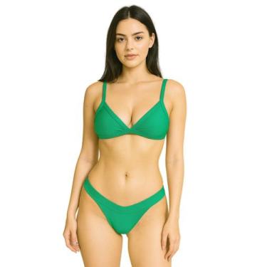 Imagem de Biquíni Feminino Liso Aviador Com Bojo Calcinha Fio Dental - Multmix, 