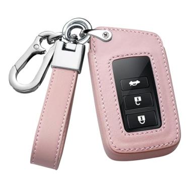 Imagem de HIBEYO Smart Remote Key Fob Cover Fit for Lexus GS NX RX GX RC F ES LS UX LC LX é capa protetora de couro real para chave capa protetora adequada para acessórios de carro Lexus 2/3/4 Botão A chaveiro