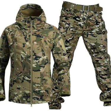 Imagem de Conjunto Tático E De Calças Masculinas - Terno De Uniforme Militar De Camuflagem à Prova D'Água, Terno De Roupas Militares De Combate Do Exército Para Atividades Ao Ar Livre, Camouflage B, 4XL