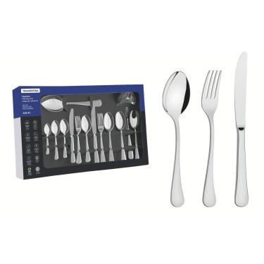 Imagem de Faqueiro Zurique Em Aço Inox Com Facas De Mesa Acabamento Alto Brilho 101 Peças