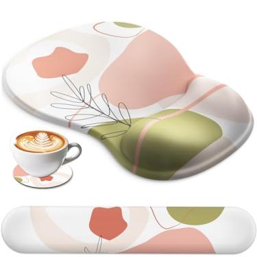 Imagem de AKIT Mouse Pad Ergonômico Com Apoio Para Pulso Teclado De Computador, Rosa Fofo, Design Vale, Suporte Mousepad Espuma Macia, Mesa Trabalho Jogos E Escritório