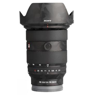 Imagem de kakotopa Adesivo decorativo de película protetora de lente compatível com Sony FE 24-70 mm F2.8 GM II Proteção abrangente anti-arranhões/anti-desgaste/sem resíduo/3M Materail (preto fantasma)