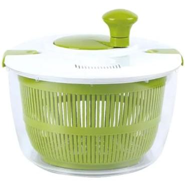 Imagem de Hachi8 Centrífuga para Salada, Verde e Branco, Plástico, 5L, Secador de Folhas e Vegetais com Tampa, 24,5 x 22 cm