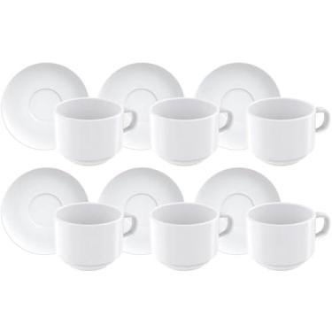 Imagem de Jogo 6 Xícaras de Chá Paola 240ml Porcelana com Pires Servir Café Tramontina