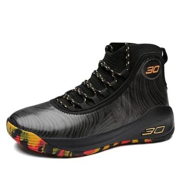 Imagem de Novetra Tênis de basquete masculino, cano alto, respirável, antiderrapante, para treinamento interno e externo(Black,34 BR)