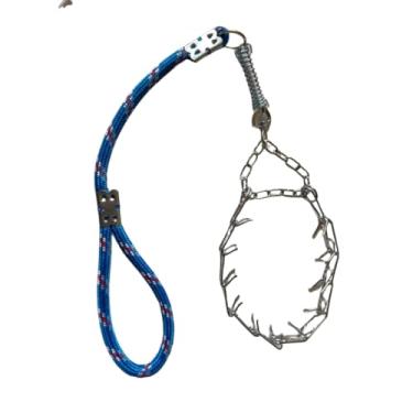 Imagem de Coleira para cachorros com pino regulável prong collar guia cachorro grande super reforçada guia para cães de médio(Azul)