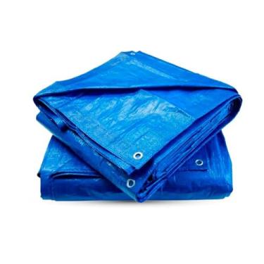 Imagem de Lona Plástica 12x8 Metros Azul 100 Micras Impermeável Cobertura Barraca Camping Obra Telhado Multiuso Cikala