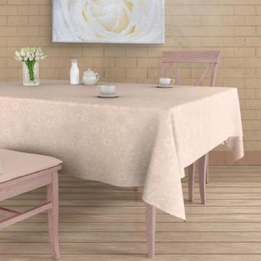 Imagem de Toalha de Mesa de Plástico Térmico Para 4 6 8 e 10 cadeiras(FLORAL BEGE,MESA DE 8 CADEIRAS)