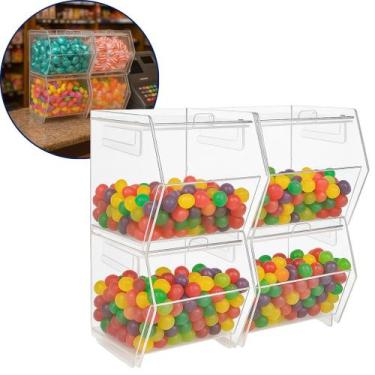 Imagem de Baleiro 4 Pçs Doces Balas Display Balcão Bancada Expositor Acrílico Tr